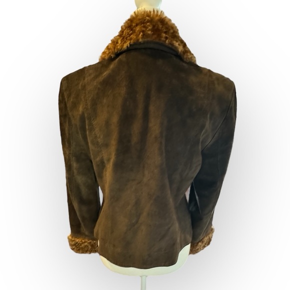 Double D Ranch Leather Suede Faux Fur Trim Jacket S Penny Lane Style - Picture 3 of 8